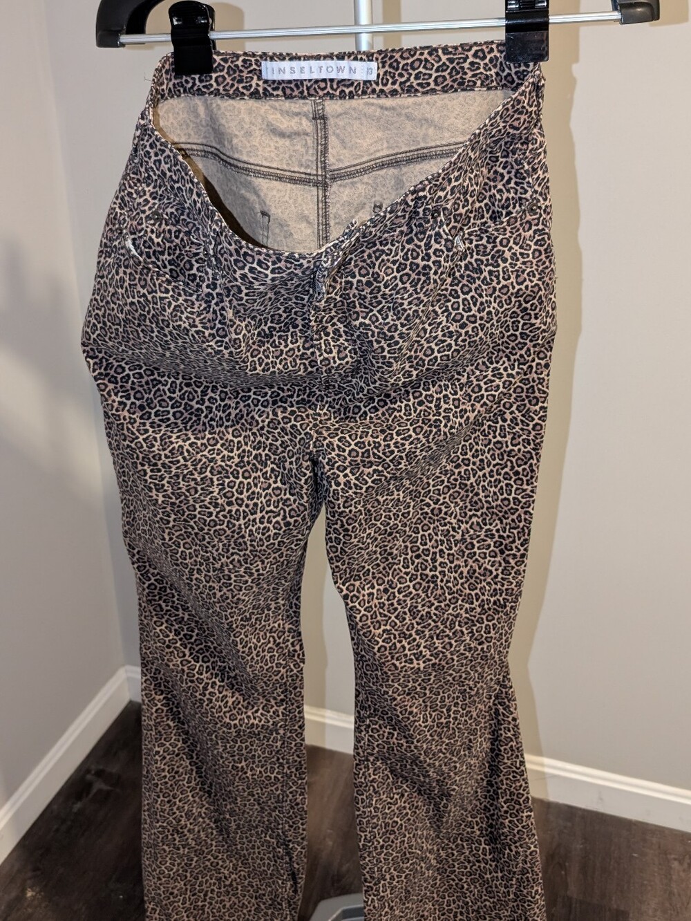 Tinseltown Leopard Print Boot Cut Jeans - Brown/Tan